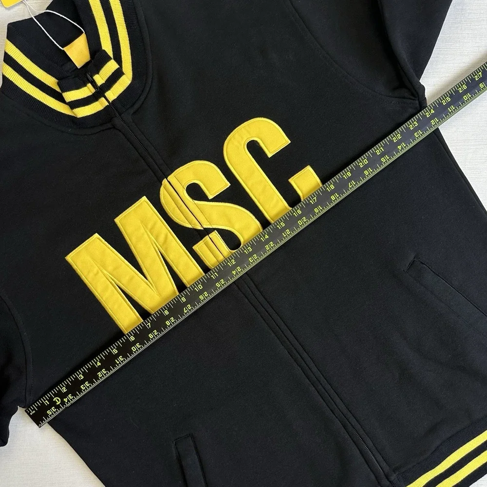 NWT MSC Cruise Ship Logo Jacket Men XL Black Yellow Varsity Full Zip Fleece Bee